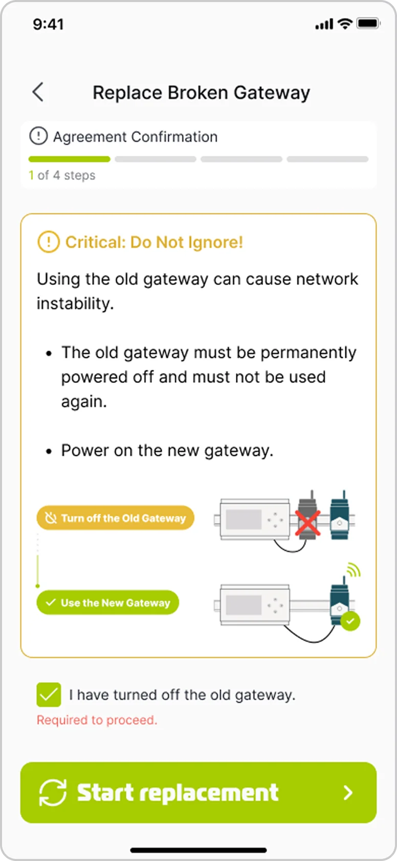 Replace Broken Gateway agreement screen, checkbox checked